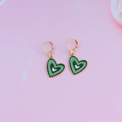 Fashion Heart Shape Alloy Enamel Women's Earrings 1 Pair