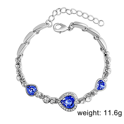 Fashion Heart Shape Alloy Inlaid Gemstone Artificial Gemstones Bracelets