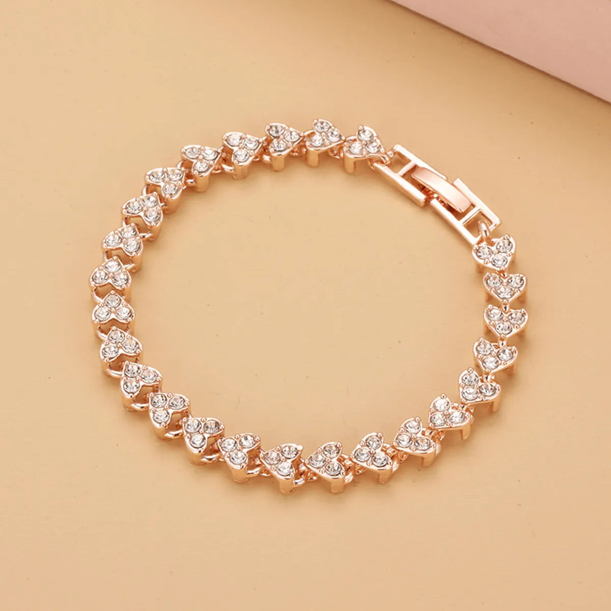 Fashion Heart Shape Alloy Inlay Artificial Diamond Women'S Bracelets 1 Piece