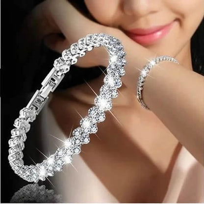 Fashion Heart Shape Alloy Inlay Artificial Diamond Women'S Bracelets 1 Piece