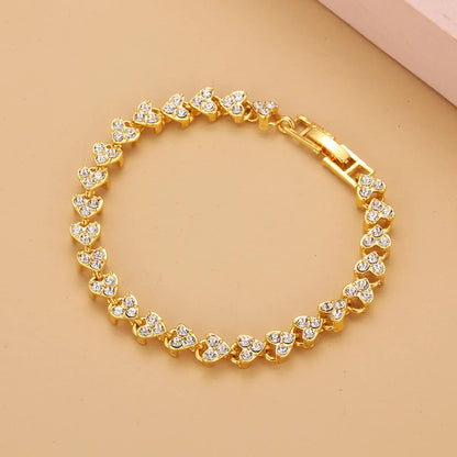 Fashion Heart Shape Alloy Inlay Artificial Diamond Women'S Bracelets 1 Piece