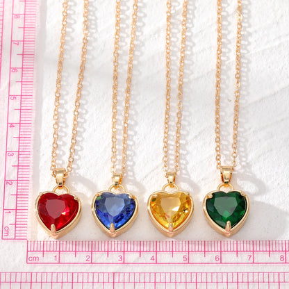 Fashion Heart Shape Alloy Inlay Glass Women'S Pendant Necklace 1 Piece