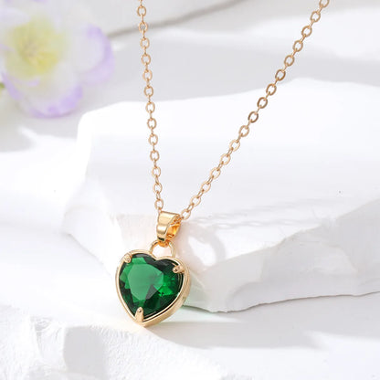 Fashion Heart Shape Alloy Inlay Glass Women'S Pendant Necklace 1 Piece