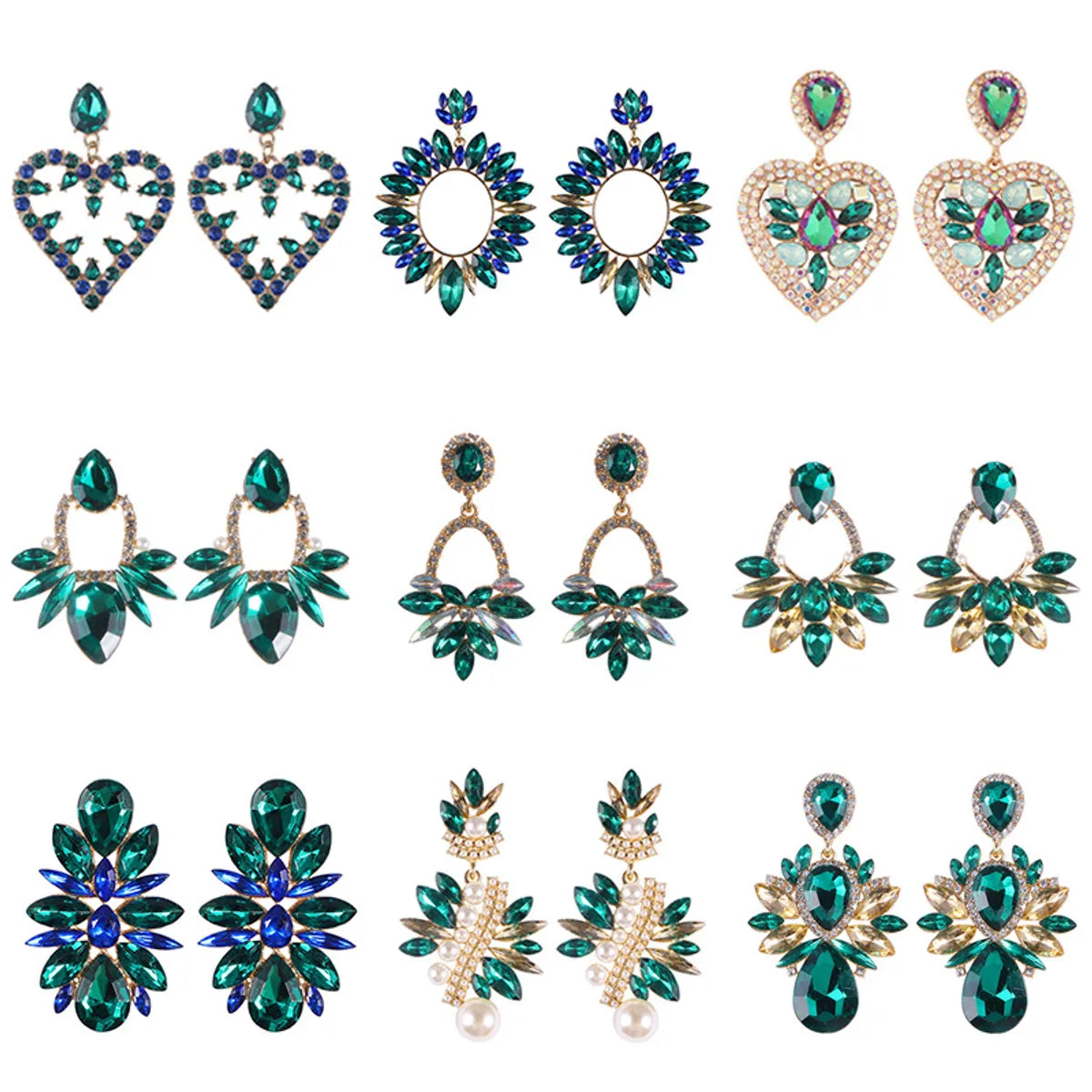 Fashion Heart Shape Alloy Inlay Rhinestones Earrings 1 Pair