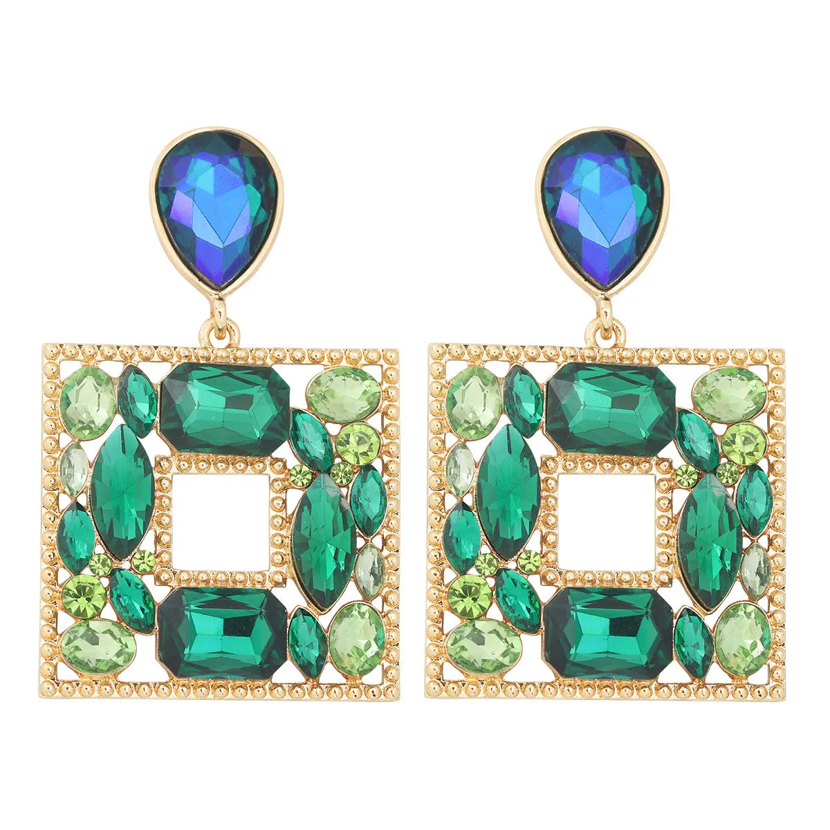 Fashion Heart Shape Alloy Inlay Rhinestones Earrings 1 Pair