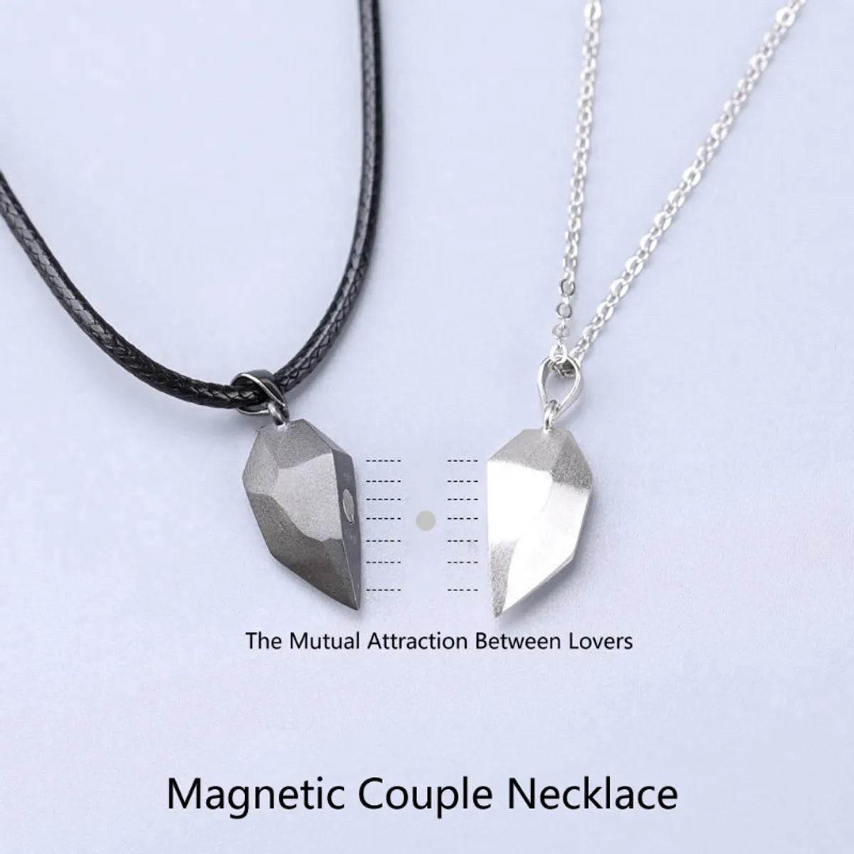 Fashion Heart Shape Alloy Leather Rope Unisex Pendant Necklace 1 Pair