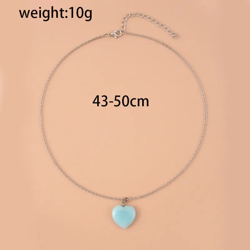 Fashion Heart Shape Alloy Luminous Unisex Necklace