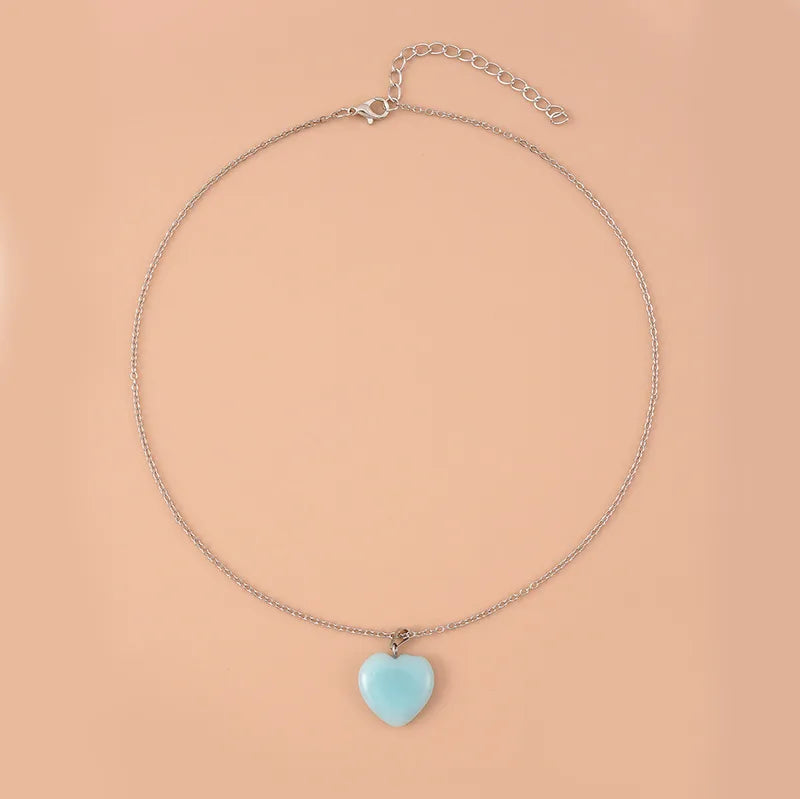 Fashion Heart Shape Alloy Luminous Unisex Necklace