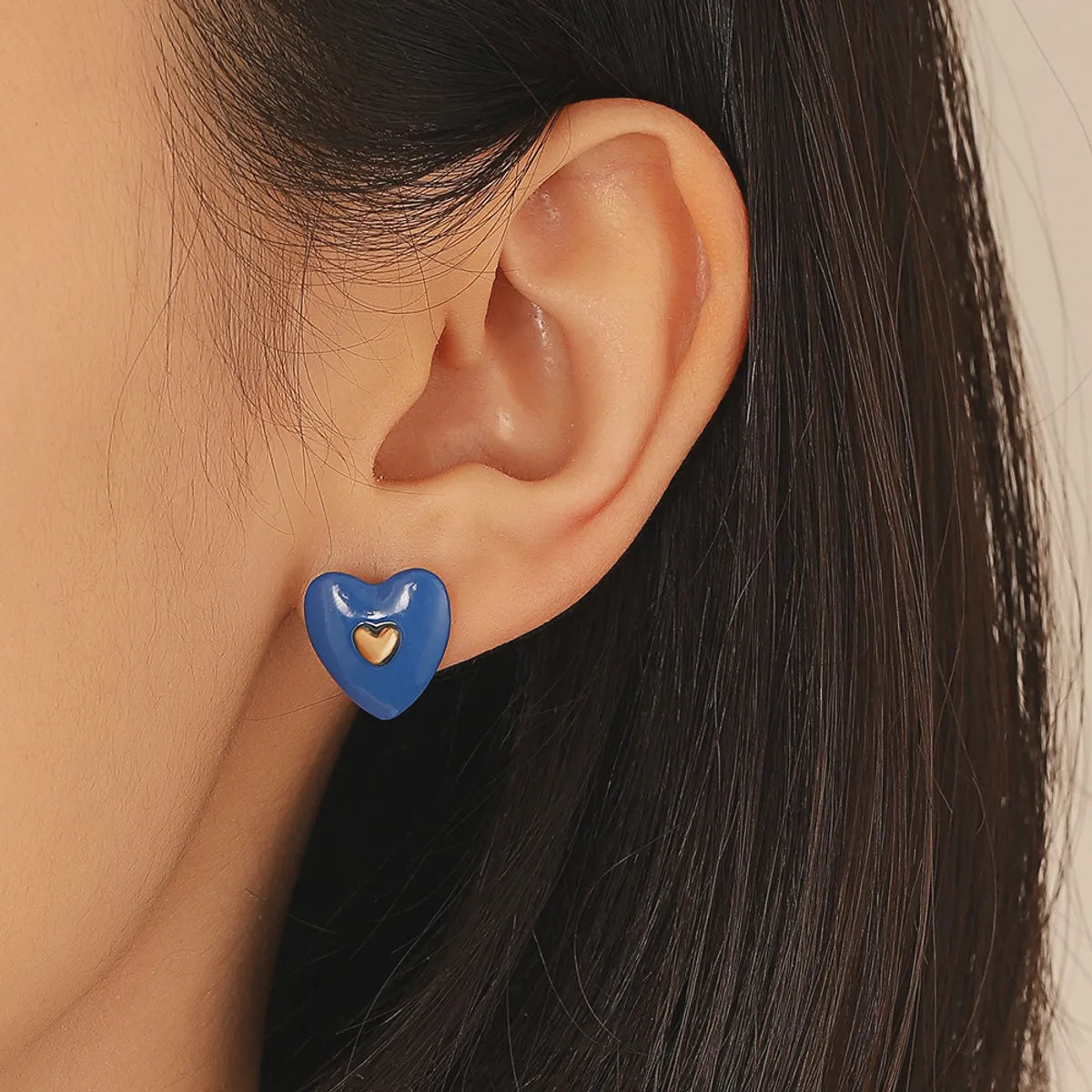 Fashion Heart Shape Alloy Metal No Inlaid Ear Studs