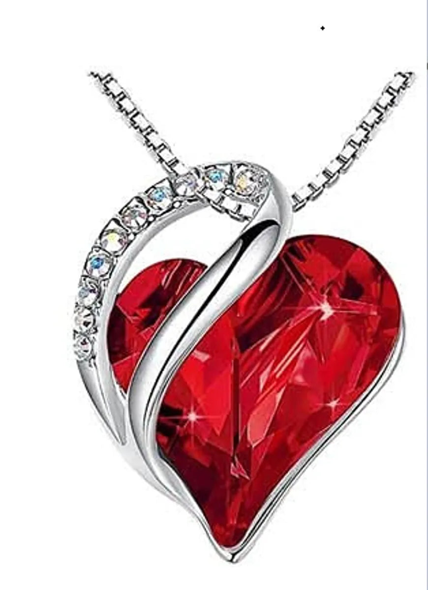 Fashion Heart Shape Alloy Plating Artificial Gemstones Necklace