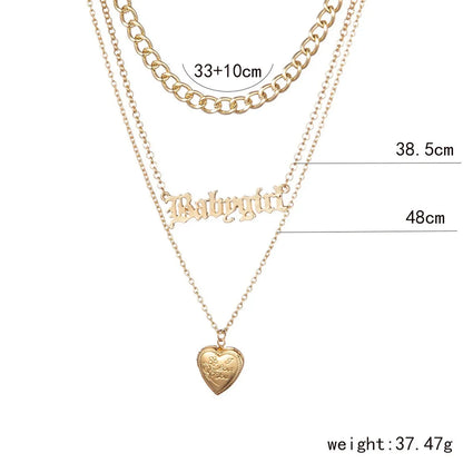 Fashion Heart Shape Alloy Plating Artificial Pearls Women's Layered Necklaces 1 Piece