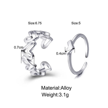 Fashion Heart Shape Alloy Plating Hollow Out Women's Open Ring