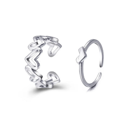 Fashion Heart Shape Alloy Plating Hollow Out Women's Open Ring