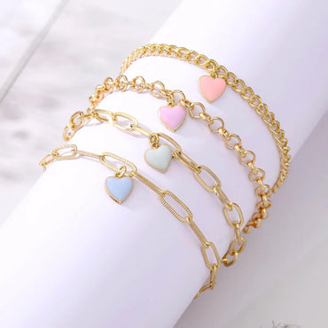 Fashion Heart Shape Alloy Plating Inlay Zircon Women'S Bracelets 1 Piece