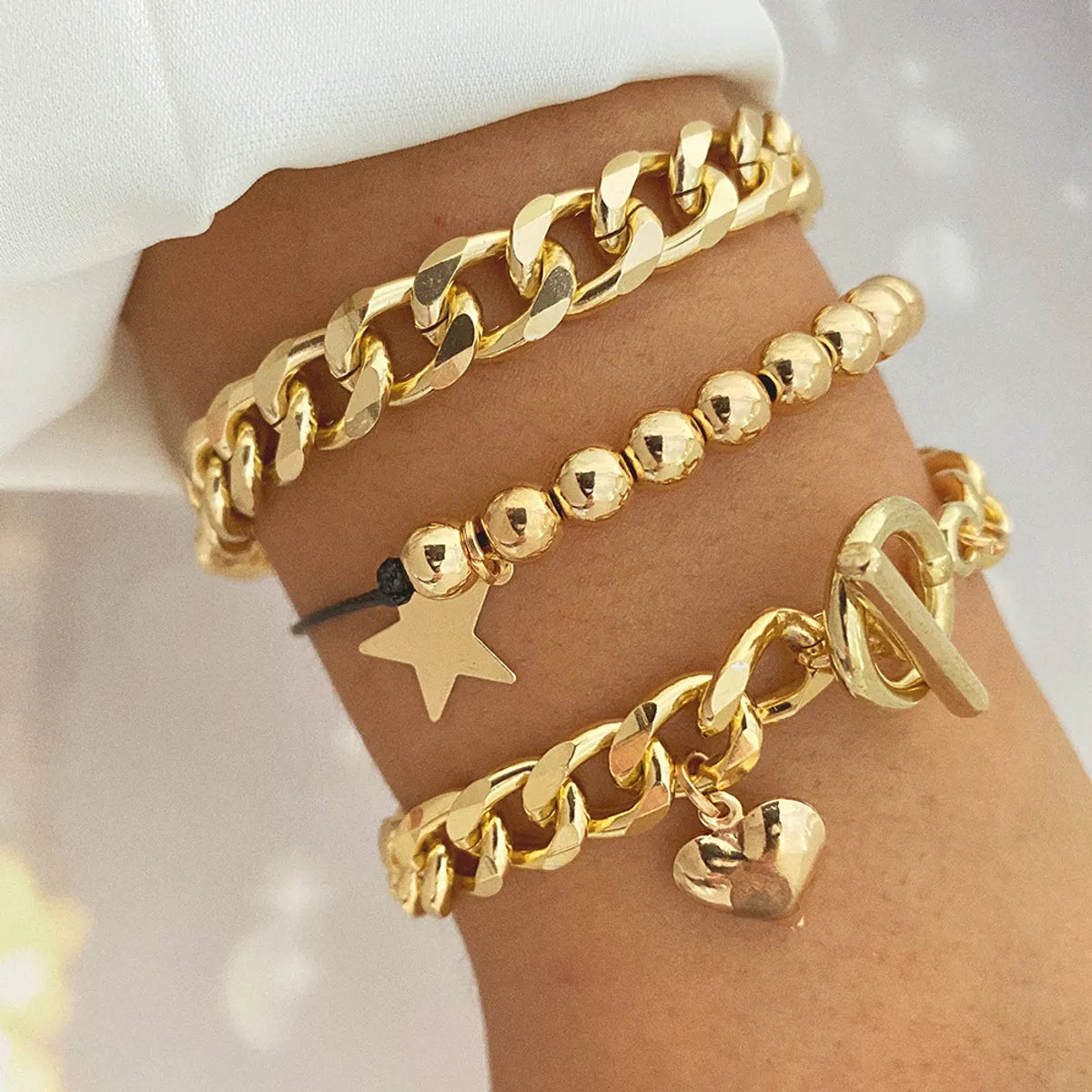 Fashion Heart Shape Alloy Plating Inlay Zircon Women'S Bracelets 1 Piece