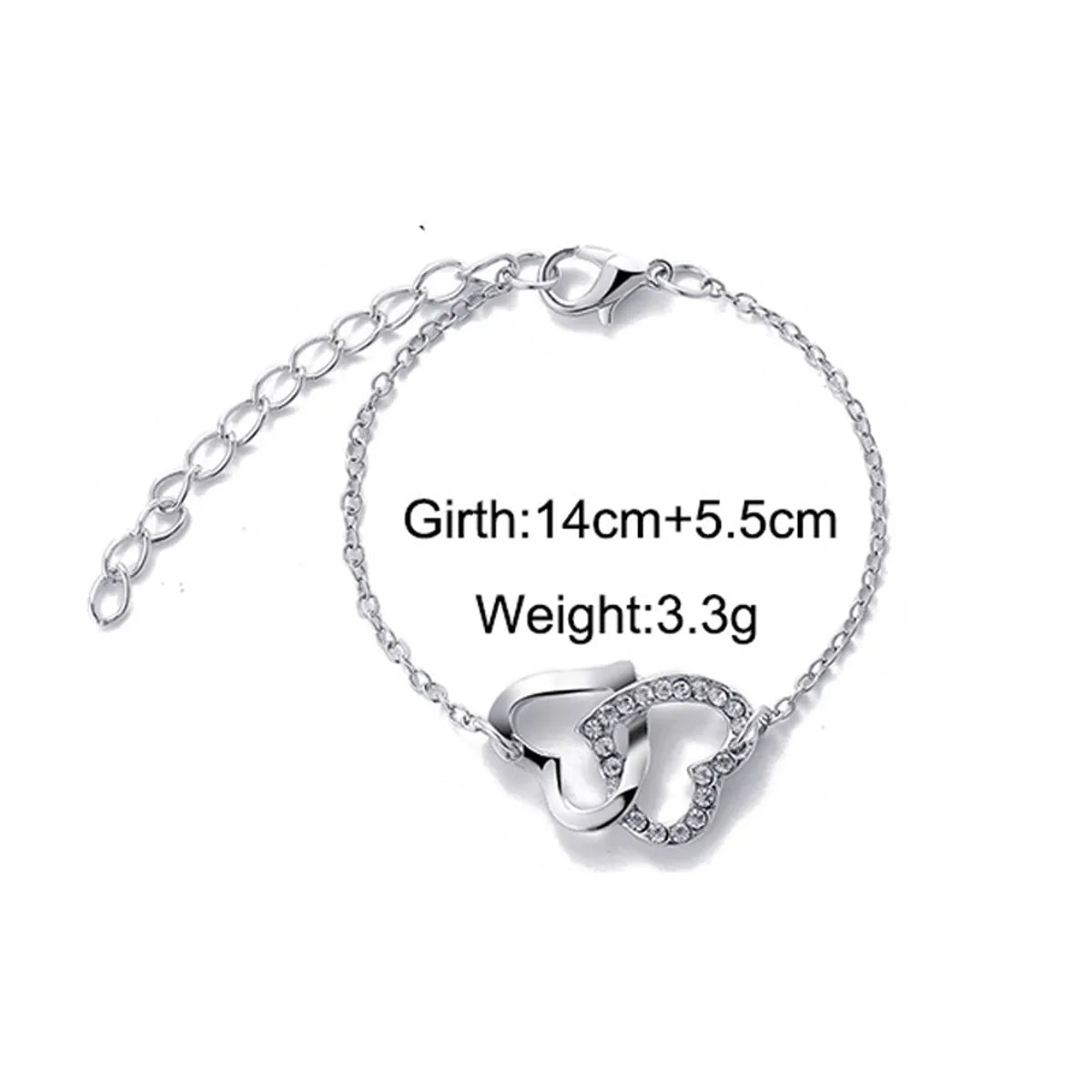 Fashion Heart Shape Alloy Plating Metal Bracelets 1 Piece