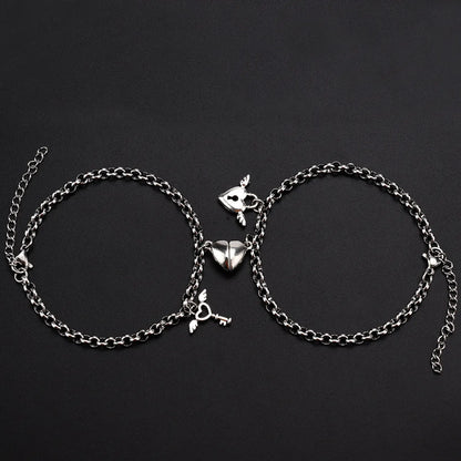 Fashion Heart Shape Alloy Plating Unisex Bracelets 1 Pair