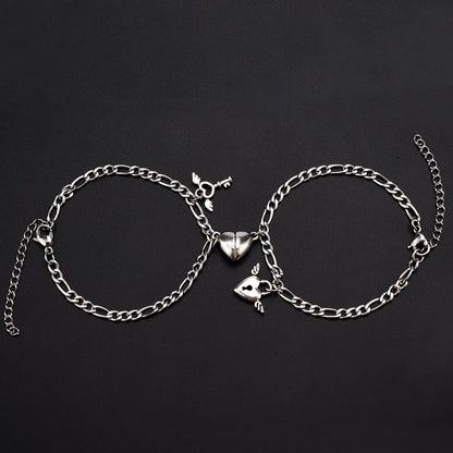 Fashion Heart Shape Alloy Plating Unisex Bracelets 1 Pair