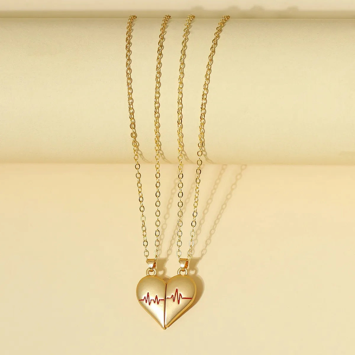 Fashion Heart Shape Alloy Plating Unisex Pendant Necklace 1 Set