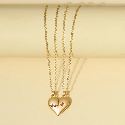 Fashion Heart Shape Alloy Plating Unisex Pendant Necklace 1 Set