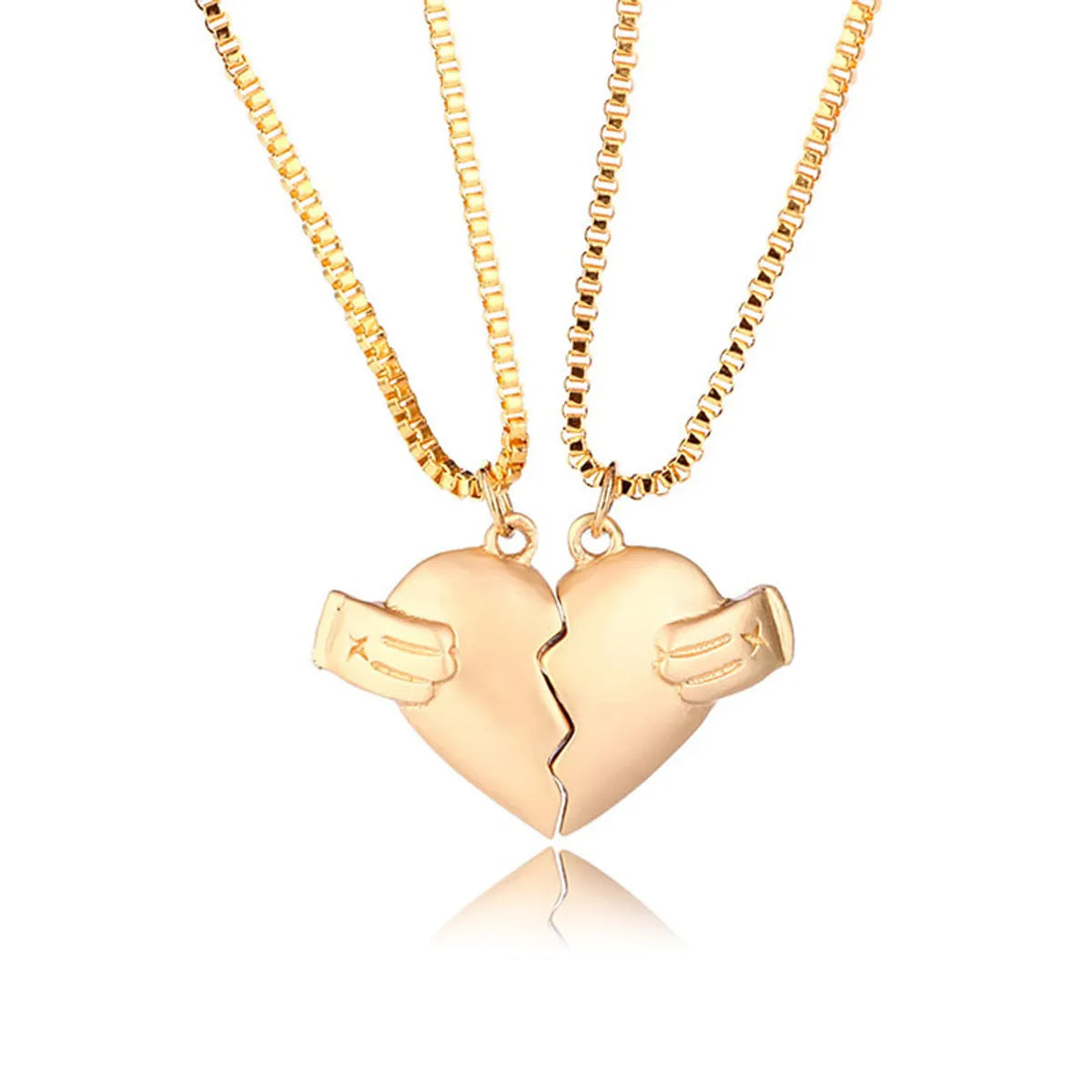 Fashion Heart Shape Alloy Plating Unisex Pendant Necklace 1 Set