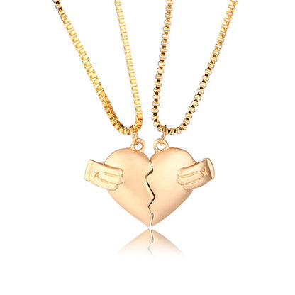 Fashion Heart Shape Alloy Plating Unisex Pendant Necklace 1 Set