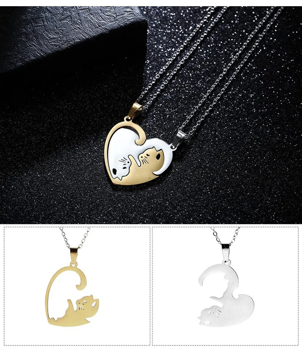 Fashion Heart Shape Alloy Plating Unisex Pendant Necklace 1 Set