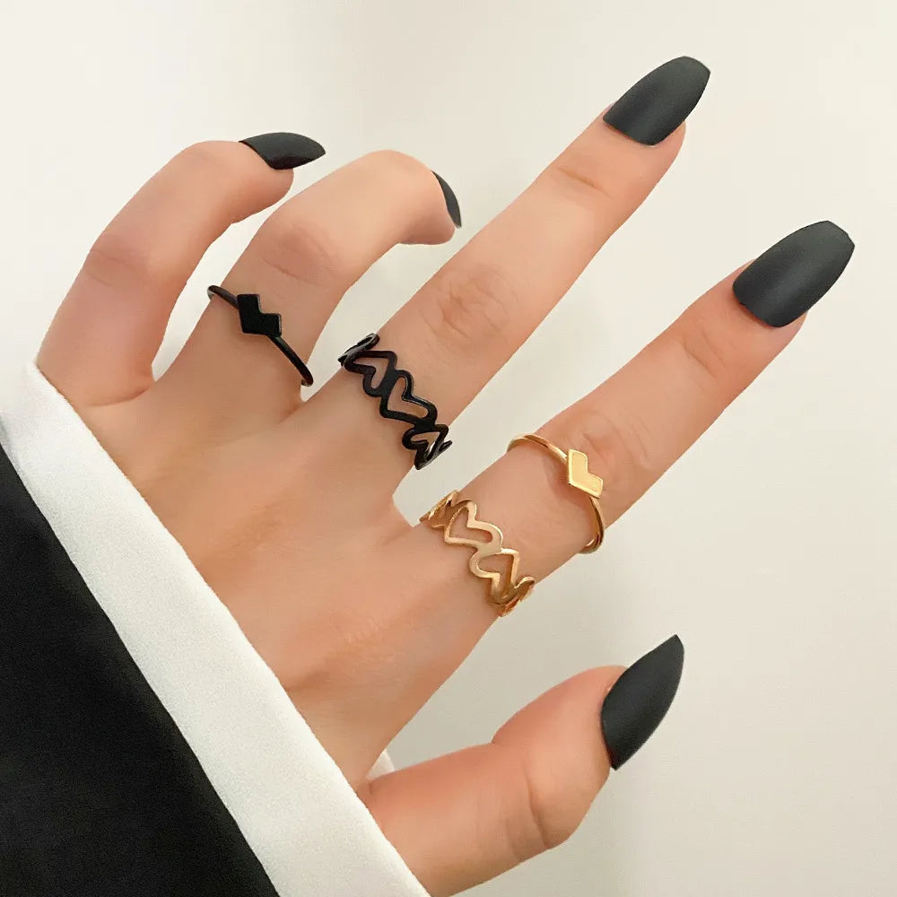 Fashion Heart Shape Alloy Plating Women'S Open Ring 1 Set