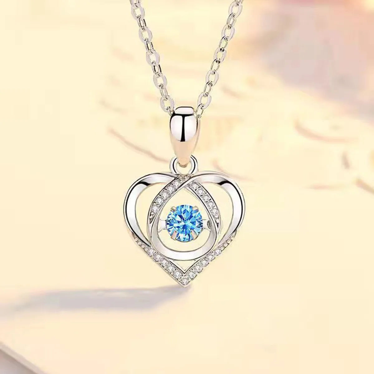 Fashion Heart Shape Alloy Plating Zircon Women's Pendant Necklace