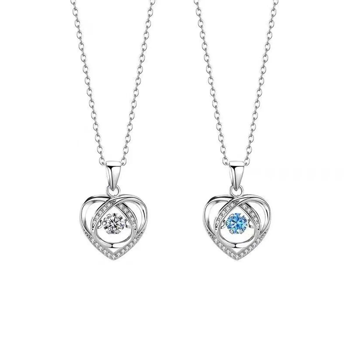 Fashion Heart Shape Alloy Plating Zircon Women's Pendant Necklace