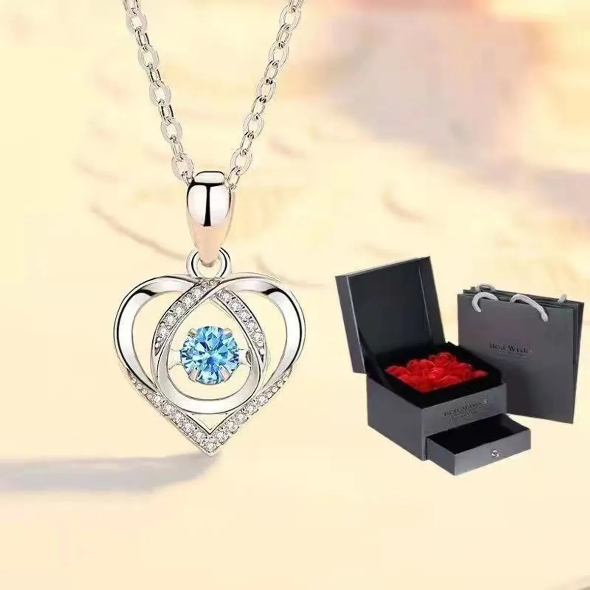 Fashion Heart Shape Alloy Plating Zircon Women's Pendant Necklace