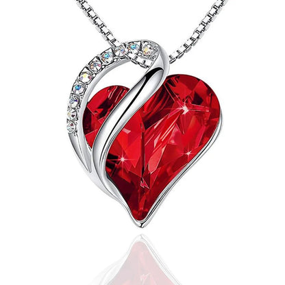 Fashion Heart Shape Artificial Crystal Plating Rhinestones Pendant Necklace 1 Piece