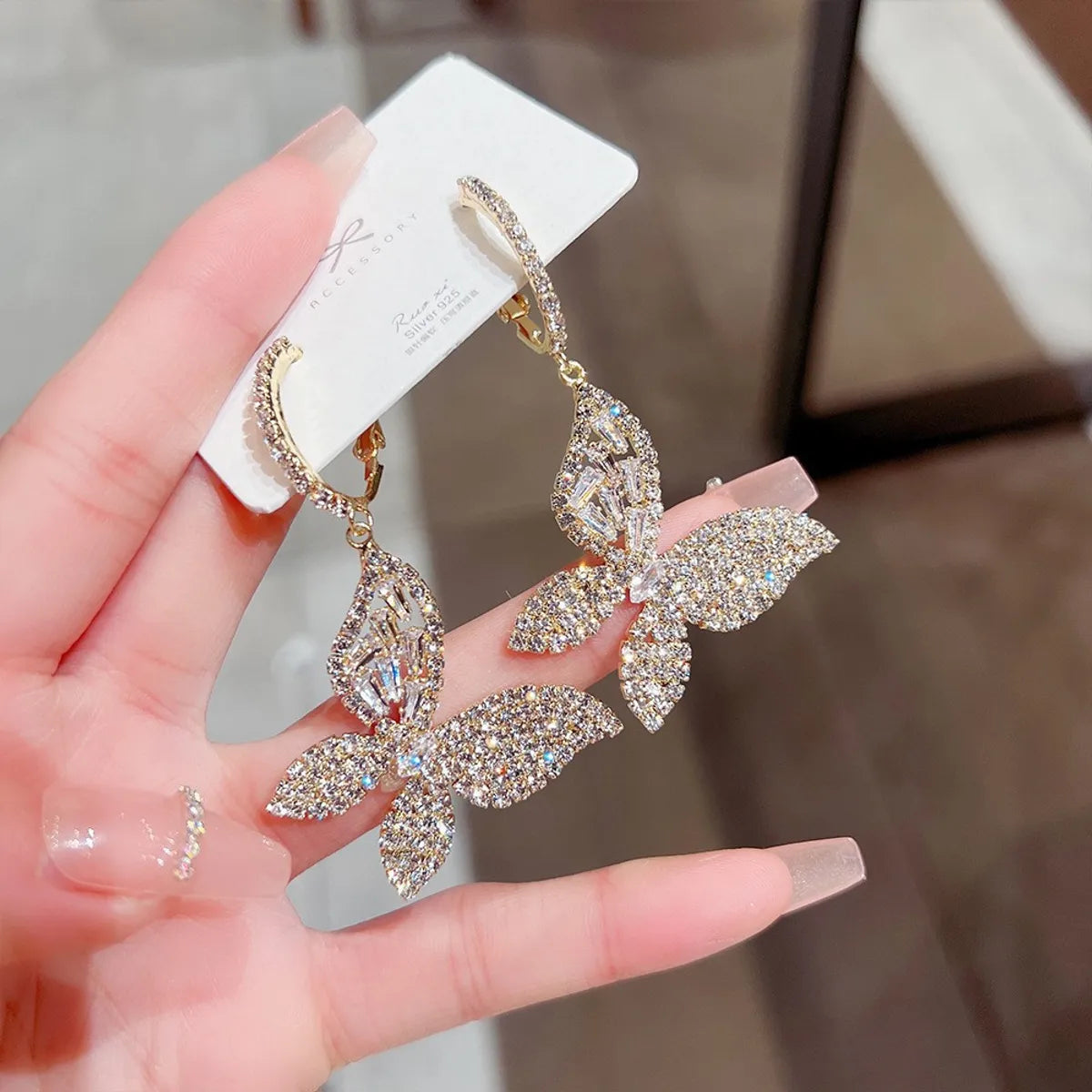 Fashion Heart Shape Bow Knot Copper Inlay Zircon Drop Earrings 1 Pair