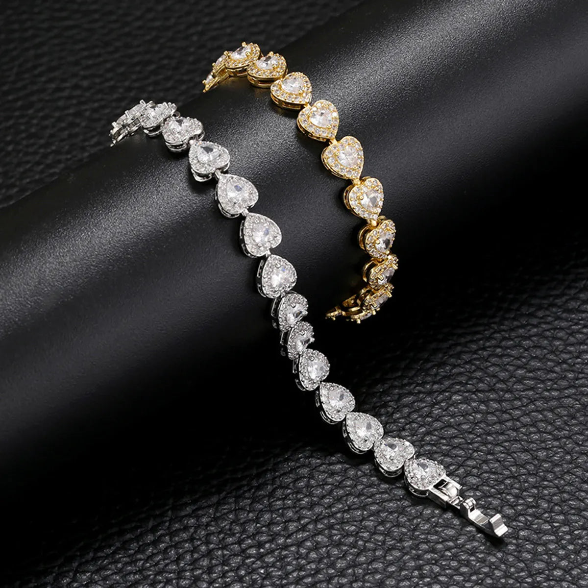 Fashion Heart Shape Brass Plating Zircon Bracelets 1 Piece