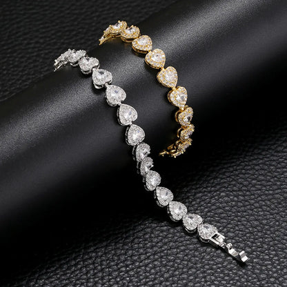 Fashion Heart Shape Brass Plating Zircon Bracelets 1 Piece