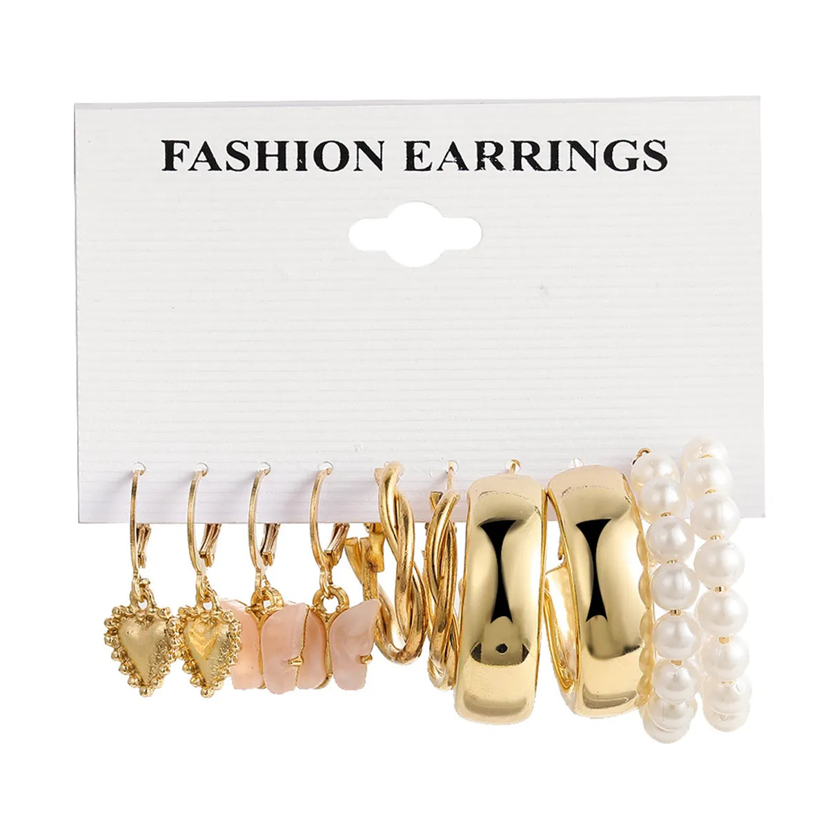 Fashion Heart Shape Butterfly Alloy Plating Artificial Pearls Women'S Earrings