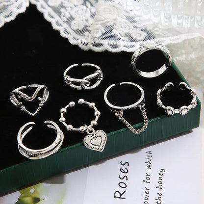 Fashion Heart Shape Butterfly Alloy Plating Rings 1 Set