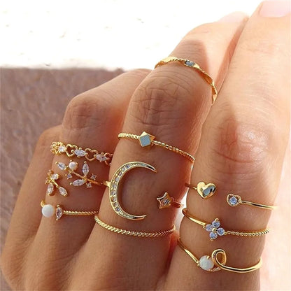 Fashion Heart Shape Butterfly Alloy Plating Rings 1 Set