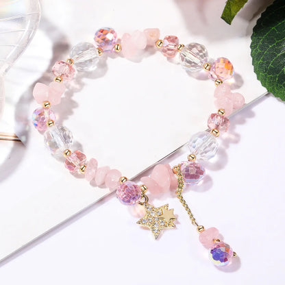 Fashion Heart Shape Butterfly Artificial Crystal Beaded Inlay Artificial Gemstones Women's Bracelets 1 Piece