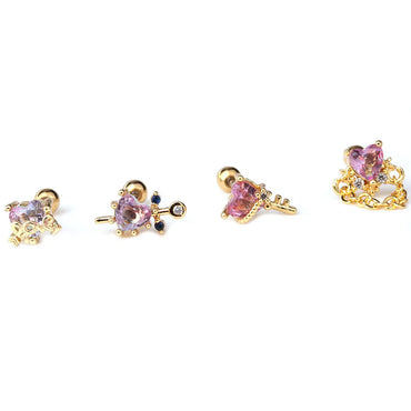 Ear Cartilage Rings & Studs Heart Copper Plating Artificial Gemstones