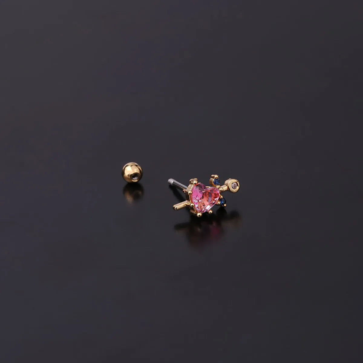 Ear Cartilage Rings & Studs Heart Copper Plating Artificial Gemstones