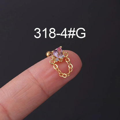 Ear Cartilage Rings & Studs Heart Copper Plating Artificial Gemstones