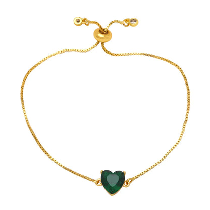 Fashion Heart Shape Copper Bracelets Gold Plated Zircon Copper Bracelets