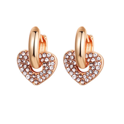 Fashion Heart Shape Copper Drop Earrings Gold Plated Zircon Copper Earrings