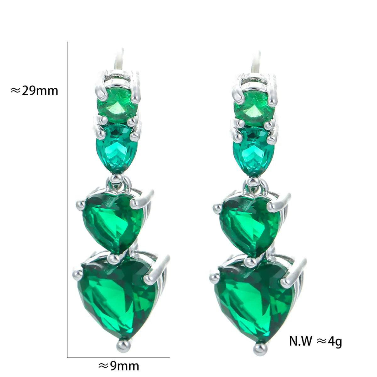 Fashion Heart Shape Copper Drop Earrings Inlay Zircon Copper Earrings