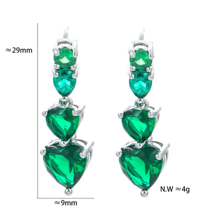 Fashion Heart Shape Copper Drop Earrings Inlay Zircon Copper Earrings