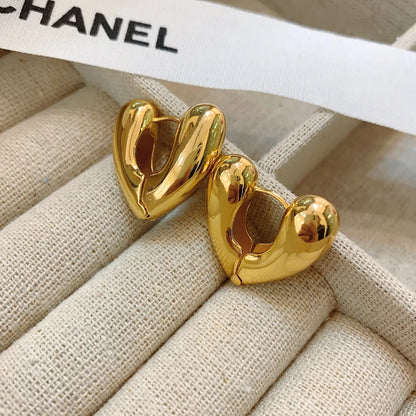 1 Pair Fashion Heart Shape Plating Copper Earrings