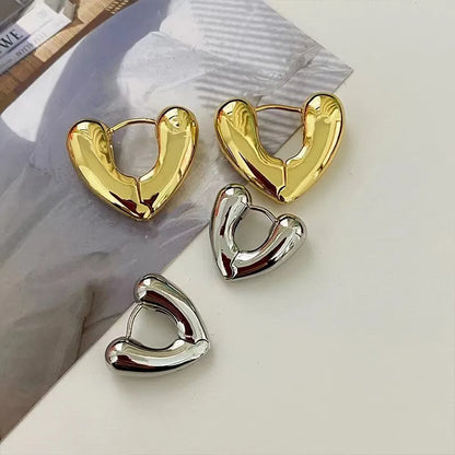 1 Pair Fashion Heart Shape Plating Copper Earrings