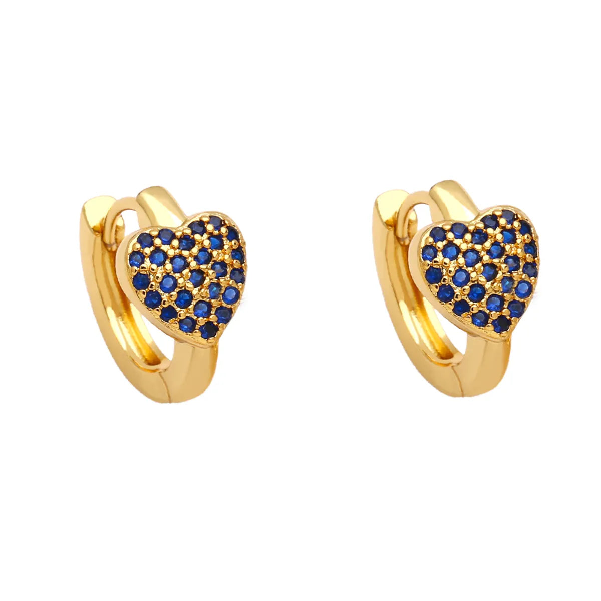 Fashion Heart Shape Copper Gold Plated Zircon Hoop Earrings 1 Pair