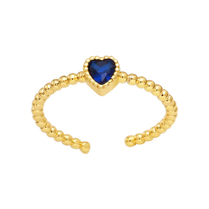 Fashion Heart Shape Copper Gold Plated Zircon Open Ring 1 Piece